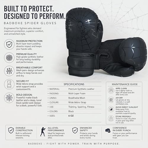 Kids Boxing Gloves 6oz | Boxing Gloves for Kickboxing Muay Thai MMA | Bag Gloves for Punching Bag - color: Black-MATT