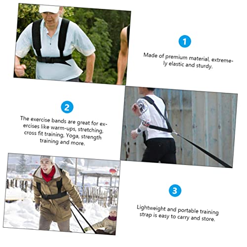 2Pcs Running Resistance Training Belt Polyester Sled Harness Black