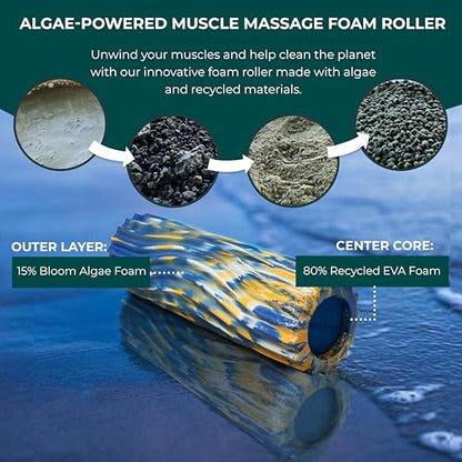 Oceanfoam Ripple Roller - Small Foam Roller (Royal, Gold & Natural Marbled) - color: Royal, Gold & Natural Marbled
