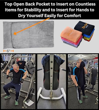 TA-DA Microfiber Towel | Soft, Quick to Dry, Lightweight | Special Back Side on It to Load on Items at Gyms, Fitness, Sports, Workouts so They Don’t Fall Down | 17” Inch X 32 “Inch | 6 Pack | Grey - color: Grey
