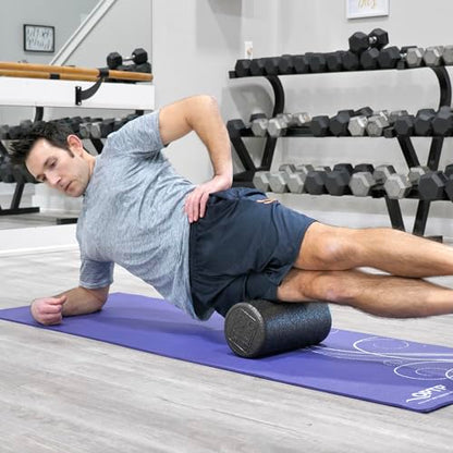 OPTP AXIS Firm Density Foam Roller – Round, Black, 12"L X 6" | High density firm foam roller for physical therapy, yoga, Pilates, fitness exercise & sports training, Heat-molded EPP foam - color: Black - 12" X 6" Round