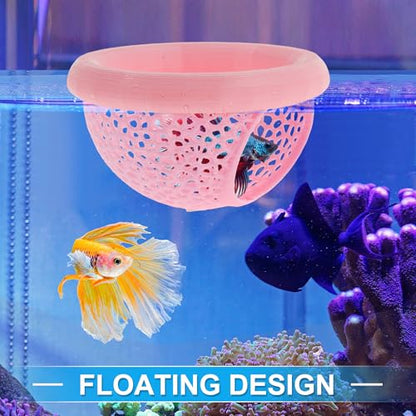 Betta Hideout Cave, Aquarium Floating Betta Hideout, Multi-Functional Betta Fish Hammock, Pink