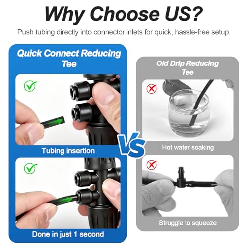 6 Pack 1/2" To 1/4" Drip Irrigation Fittings, 1/2 Inch (1/2" ID x 0.6-0.65" OD) Drip Line to 1/4 Inch Irrigation Tubing Adapter Anti-Drop Quick Connect Reducer 6 Way Tee Connectors - size: 1/2" to 1/4" (6 Way) Reducer-6P