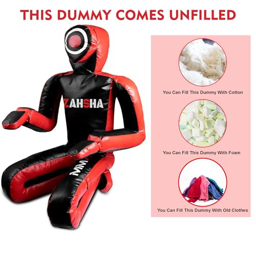BJJ Wrestling Grappling Self Defense Training Vinyl Dummy, Unfilled - color: Red, size: 48 inch|120cm|4 Feet