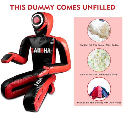 BJJ Wrestling Grappling Self Defense Training Vinyl Dummy, Unfilled - color: Red, size: 60 inch|150cm|5 Feet