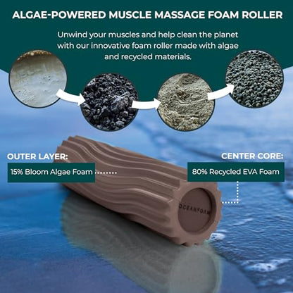 Oceanfoam Ripple Travel Foam Roller (11" x 3.35") Firm Mini Foam Roller for Physical Therapy, Deep Tissue Massage, Back Pain - High Density, Ergonomic Wave Textured - Yoga, Exercise (Espresso) - color: Espresso
