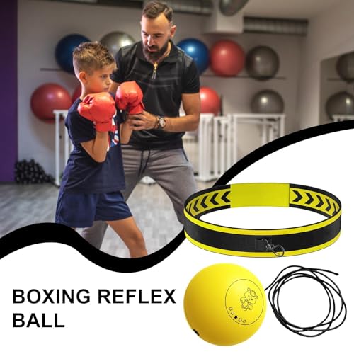 Boxing Reflex Ball Headband Multifunctional Fun Effective Hand Eye | Beginners Reflex Punching Ball Boxing Gear for Adults Enthusiasts Families Friends Amateurs Lovers Fun Sp - color: Yellow ball