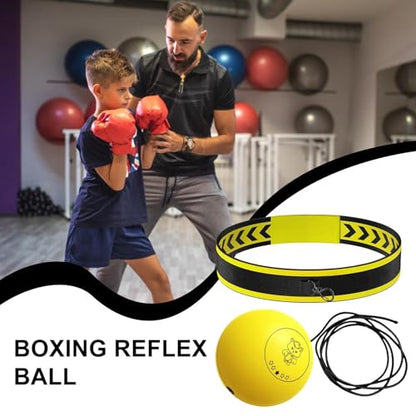Boxing Reflex Ball Headband Multifunctional Fun Effective Hand Eye | Beginners Reflex Punching Ball Boxing Gear for Adults Enthusiasts Families Friends Amateurs Lovers Fun Sp - color: Yellow ball