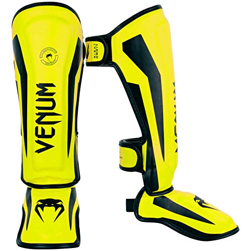 Venum Kids Elite Shinguards - color: Neo Yellow, size: Large: 9-11 Years