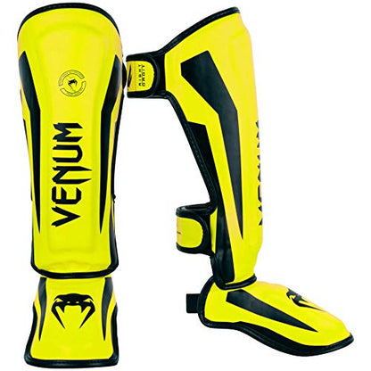 Venum Kids Elite Shinguards - color: Neo Yellow, size: Large: 9-11 Years