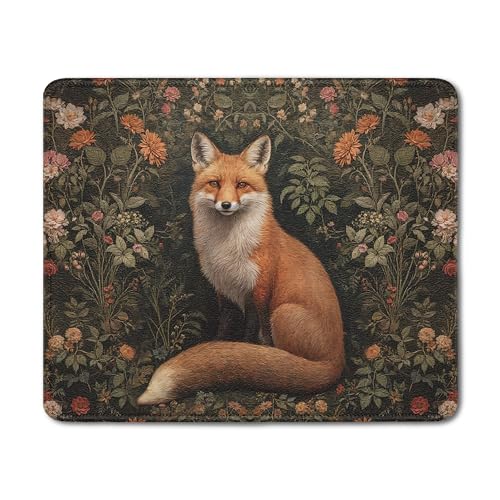 Vintage Moody Floral Fox Mouse Pad, Fox Lover Gifts, Dark Cottagecore Botanical Forest Animal Mouse Pads Mousepad for Home Office Dorm Computers Laptop Supplies Desk Accessories, 9.5x7.9 Inch - color: 09Child