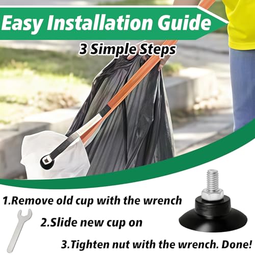10 PCS Grabber Tool Suction Cups with 2 PCS Wrenches, Rubber Suction Cups, Replacement Gripper Cups, Rubber Cups with Locknuts
