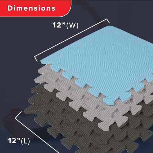 We Sell Mats Interlocking Foam Floor Tiles - 3/8" Thick Blue Mix 36-Pack - color: Sky Mix, size: 36 Square Feet (36 Tiles)