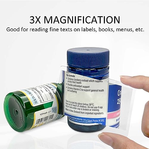 MAGDEPO 3X Page Magnifying Lens 4.75" x 7" Combo-Set 2 Bookmark Magnifier with Ruler & 2 Card Magnifier for Reading Books, Magazine, Newspaper, and People with Low Vision. - color: Combo Set