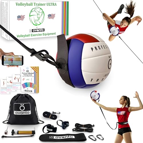 OVANTO Volleyball Training Equipment Kit | Adjustable Practice Hitting Rebounder, Ultra-Stretch Neoprene, Exclusive Elastic Cords, Premium Content - color: VT ULTRA