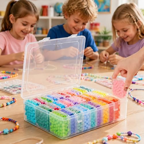 Bead Organizer Box, 30Pcs Small Plastic Boxes Rhinestone Organizer Bead Containers Nail Organizers and Storage Clear Dimond Storage with Hinged Lid and Stackable(2.17'*2.17'*0.79)
