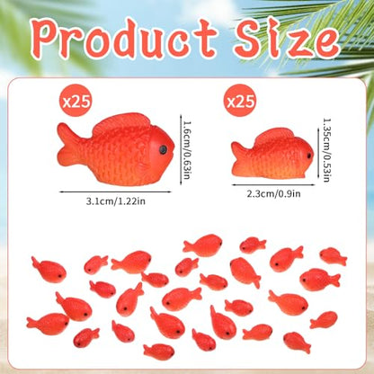 50 Pcs Fake Mini Koi Fish Decor, Small Resin Fish, Resin Animal Miniature Decoration Figurines, Mini Fishes Figurines Set, Cute Miniature Fishes Fake for Aquarium Tank, DIY Crafts, Landscape Ornaments