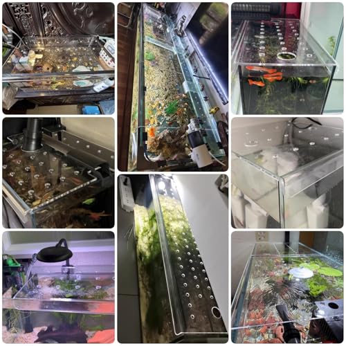 Square Anti-Fish Jump Lid with Hole, Clear Acrylic Aquarium Top Cover, Frameless Cat Proof Terrarium Hood, 8 12 14 16 18 20 inch Customizable(L45xW30cm/17.7x11.8in) - size: L45xW30cm/17.7x11.8in