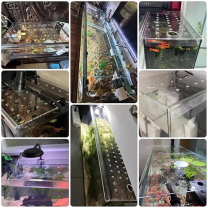 Square Anti-Fish Jump Lid with Hole, Clear Acrylic Aquarium Top Cover, Frameless Cat Proof Terrarium Hood, 8 12 14 16 18 20 inch Customizable(L45xW30cm/17.7x11.8in) - size: L45xW30cm/17.7x11.8in