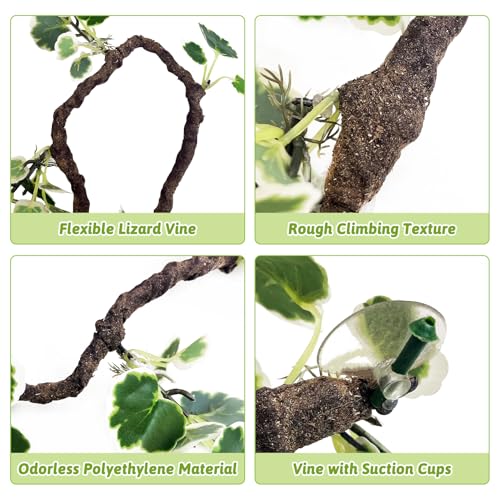 Flexible Bend-A-Branch Climbing Reptile Jungle Vines Snake Climbing Branch for Terrarium Plants Crested Gecko Tank Accessories for Leopard Gecko Lizard Chameleon Frog (Green)