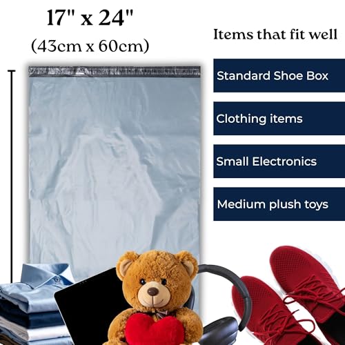 Large Shipping Bags | Jumbo Poly Mailers for clothes | Strong Thick Mailing Bags with Self Adhesive | Self Sealing Shipping Envelopes (17x24-10 Bags) - size: 17x24 - 10 Bags