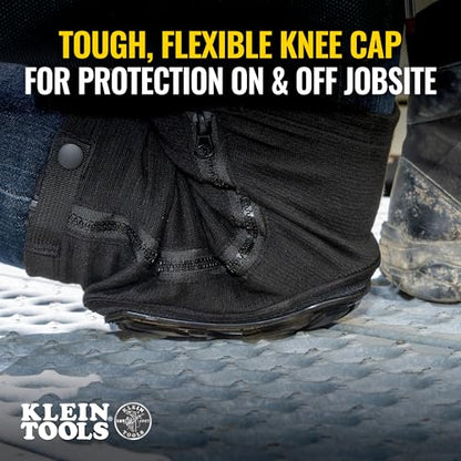 Klein Tools 60628 Tough-Flex Knee Sleeves for Work, Construction, Low-Profile Sleeve with Zipper, Gel-Like Foam, Black, S/M - size: S/M