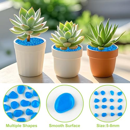 4000pcs 5-8mm Bule Glowing Pebbles Glow Pebbles Aquarium Rocks Glow in The Dark Decorative Stones for Walkways Driveway Yard Grass Fish Tank Plant Pots - size: 4000, style: Blue