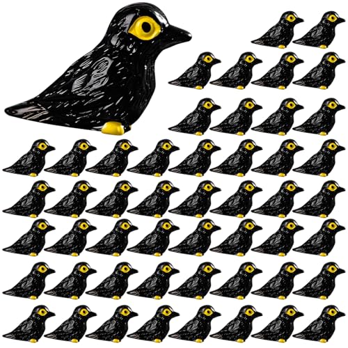 50 Pcs Mini Resin Crows Figurine, Crows Miniature, Small Resin Animals Bulk, Micro Landscape Crows Decor, Garden Decoration Ornaments for Home - style: Crows