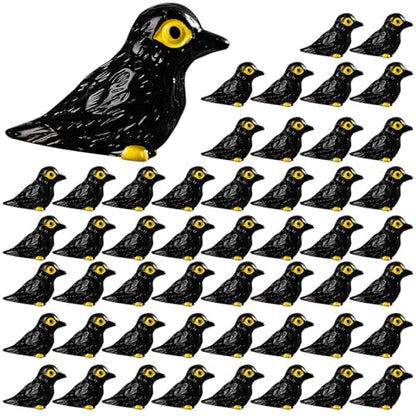 50 Pcs Mini Resin Crows Figurine, Crows Miniature, Small Resin Animals Bulk, Micro Landscape Crows Decor, Garden Decoration Ornaments for Home - style: Crows