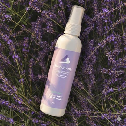 SwaytAway Fitness Mat Mist with Towel, 4oz Travel Size, 1 Pack, Lavender | Yoga Mat Spray with Towel Aromatherapy-Inspired Lavender Essential Oil Blend, Plant-Based, No Rinse, Refreshes & Deodorizes - size: 4 oz - 1 Pack