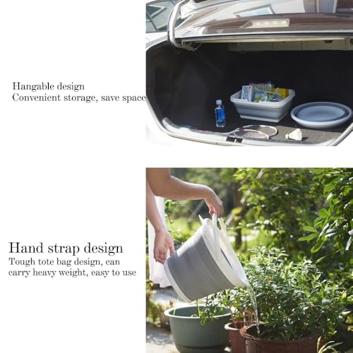 10L Capacity Plastic Collapsible Water Bucket with Handle Portable Hanging Design Folding Container for Camping Fishing Travel Outdoor and Home Use