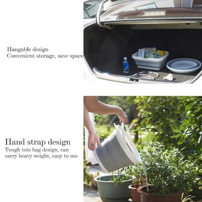 10L Capacity Plastic Collapsible Water Bucket with Handle Portable Hanging Design Folding Container for Camping Fishing Travel Outdoor and Home Use