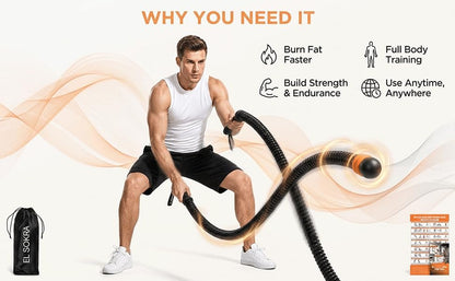 Cordless Battle Ropes (29.5"L x 1.5"W x 1.5"H), Weighted Gym Rope