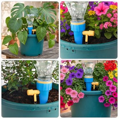 22 Pack Self Watering Spikes for Plant, 11 Blue & 11 Green Automatic Plants Waterer, Insert Devices with Adjustable Valve Switch for Garden Water Planter System Indoor & Outdoor