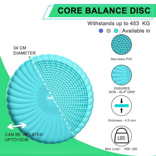 Wobble Cushion Core Balance Disc, Wiggle Seat with Inflation Pump - color: 1Turquoise