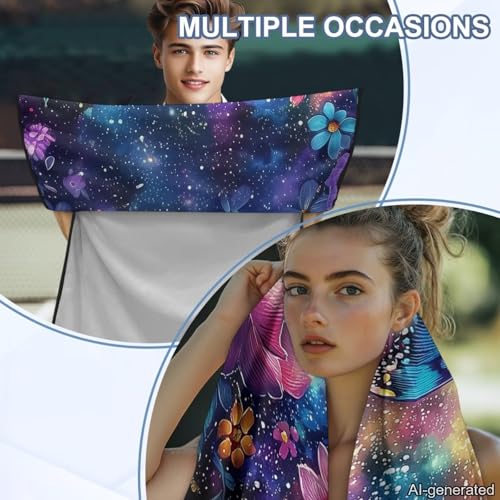 Butterfly Flower Print Car Towels for Seats Sweat Absorption Car Seat Towel Cover After Gym Non Slip Towel Automotive Seat Covers for Truck Sedan SUV, Easy to Install and Clean - color: Blue and Pink - Butterfly Flower