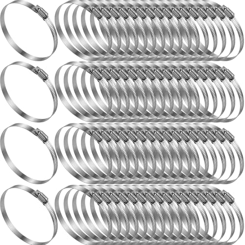 50 Pack 2.5 Inch Stainless Steel Hose Clamps Adjustable 1-13/16" to 2-3/4" 46-70 mm Worm Gear Clamps Duct Clamp for Automotive Fuel Line Air Duct Dryer Vent Plumbing Industrial Use