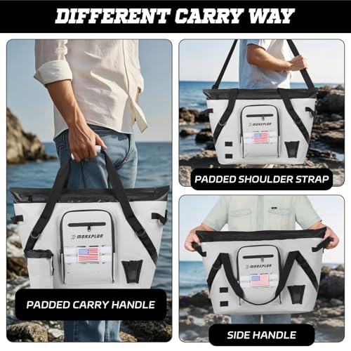 Insulated Fish Cooler Kill Bag with Flat Bottom-26x18 31x14 40x16 50x18 60x20 70x25 Inches Waterproof Fishing tackle Kill Cooler Bag - color: Light Grey-26x18x9