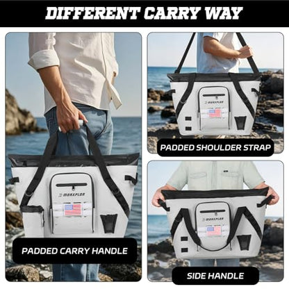 Insulated Fish Cooler Kill Bag with Flat Bottom-26x18 31x14 40x16 50x18 60x20 70x25 Inches Waterproof Fishing tackle Kill Cooler Bag - color: Light Grey-26x18x9