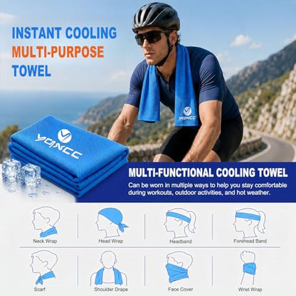 YQXCC 2 Pack Cooling Towels (47"x12"), Ice Cool Towel for Neck & Face - color: Dark Blue/Green