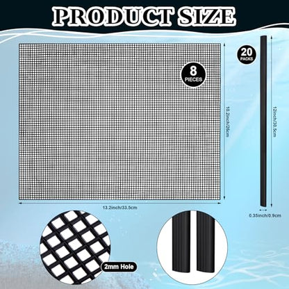 8Pcs Plastic Mesh Canvas Sheets Embroidery Aquarium Fish Tank Divider Plastic Grid Isolation Board Partition Net Pane Separator Filter Bottom Tray,20 Pcs Binding Bars Sliding Bars ,Crochet Projects