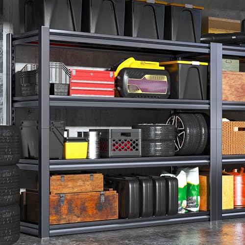 Raybee 40" W Garage Shelving 2000 LBS Storage Shelves 4 Tier Heavy Duty Shelving Adjustable Metal Shelves for Garage,Basement, Warehouse, 40" W x19 D x57 H, 4Pack