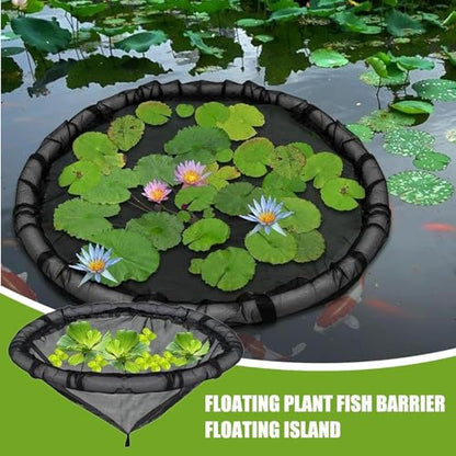 Floating Flora Fish Barrier, 17.7inch Round Floating Pond Corral Island with Lifting Ring, Netting Fine Mesh Water Features Decor for Plant Protector Garden Fish Pond Decoration Home