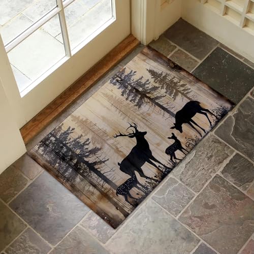 Rustic Woodland Deer Indoor Door Mat for Entryway, 17x29.5 Inch, Forest Floor Doormat for Home Decor, Non-Slip Rug Mat for Living Room, Kitchen, Bedroom, Gifts for Deer Lovers - color: Color26