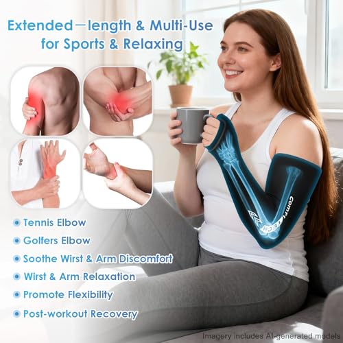 ComfiTECH Full Arm Wrist Ice Pack Wrap, Tennis Cold Sleeve, Large - size: Large