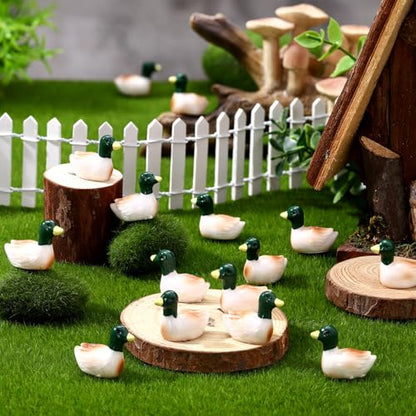 50 Pcs Mini Resin Mallard Mini Ducks Tiny Ducks Figurines Bulk for Garden Micro Landscape Doll House Aquarium Potted Ornament DIY Craft Project Bonsai Moss Terrarium (Mallard)