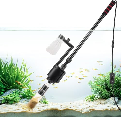 AQQA Electric Aquarium Vacuum Gravel Cleaner, 6 in 1 Automatic Fish Tank Vacuum Cleaning Tools Kit Water Changer, Multifunction Wash Sand Filter Water Circulation 20W 320GPH 110V