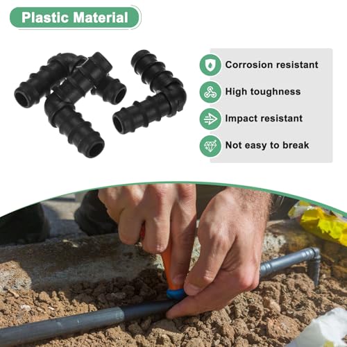 M METERXITY 25-Pack Drip Irrigation Barbed Fittings, for 3/8 Inch Elbows Tubing Connector Plastic Coupling Irrigation Parts for Garden/Greenhouse/Aquarium/Flower Pot, Drip Pipe Accessories