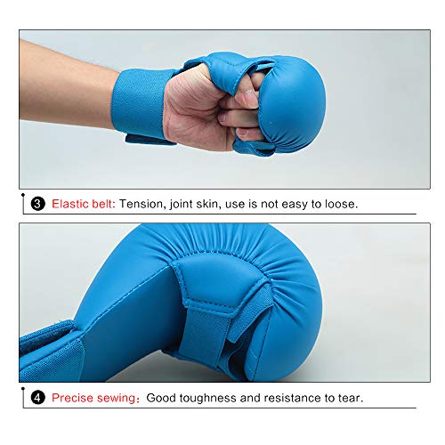 Wesing WKF Sparing Karate Gloves Without Thumb Protection Blue Red - color: Red, size: Large