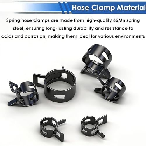 406Pcs 6-25mm Spring Band Hose Clamps With Plier 13-sizes Constant Tension Hose Clamp used for Fuel Line，Vacuum Hose，Air Hose - size: 6-25mm 406pcs